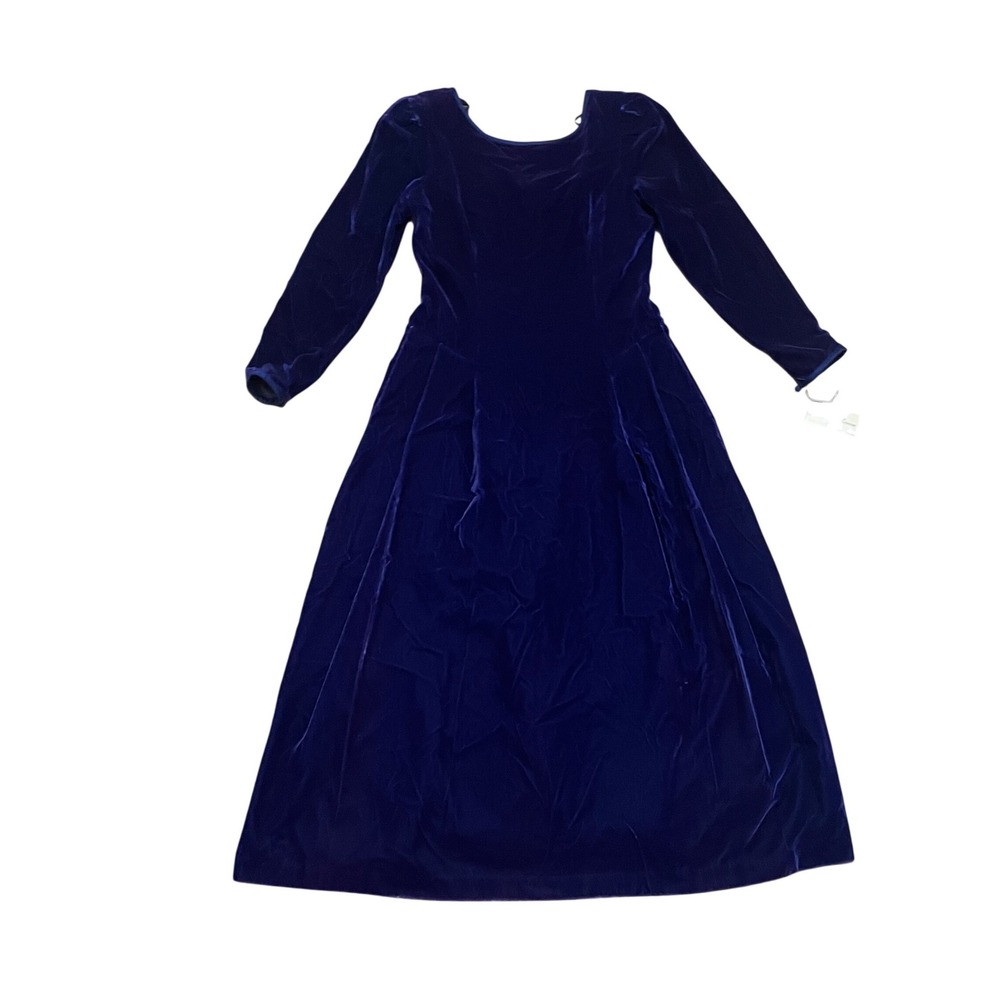 Maggy London VTG Sz 6 Royal Purple Velvet Victorian Renaissance Midi Dress NWOT
